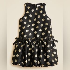 Crewcuts Black Dress with Gold Floral Design